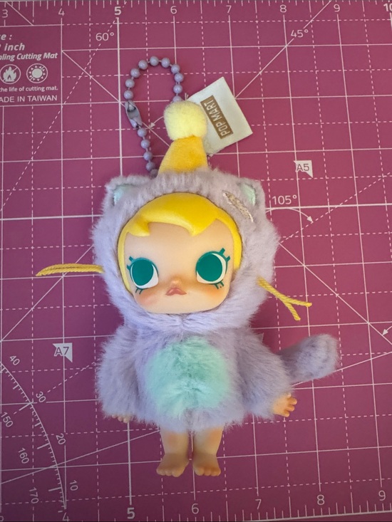 POP MART Accessories - Molly Plush Doll Keychain in Lavender and Mint with Yellow Accents